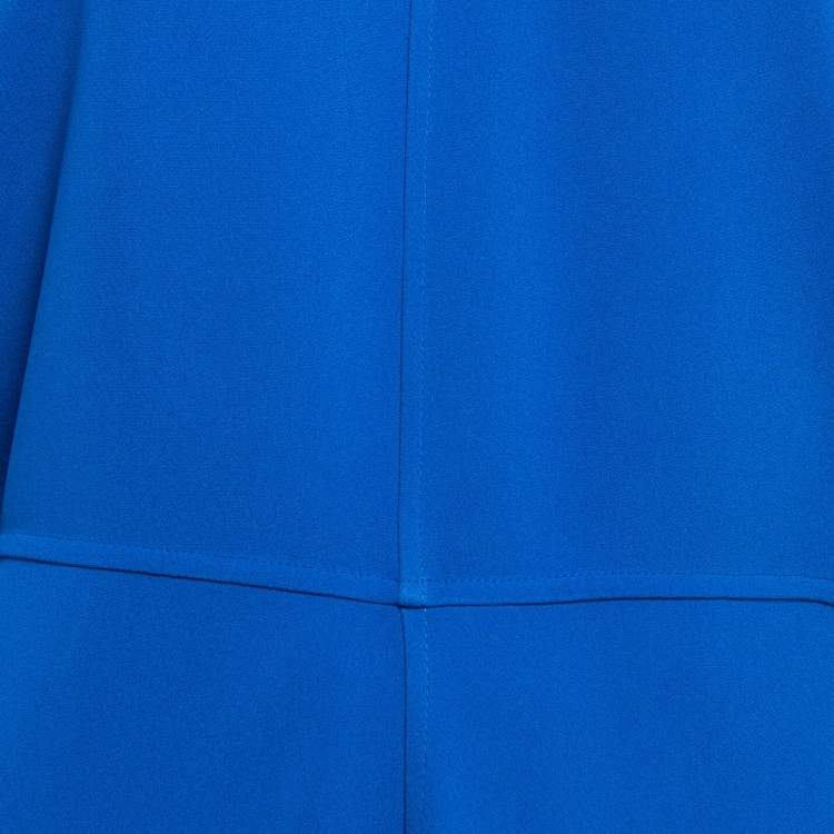 Pre Owned Victoria Beckham Blue Crepe Full Sleeve Midi Dress M