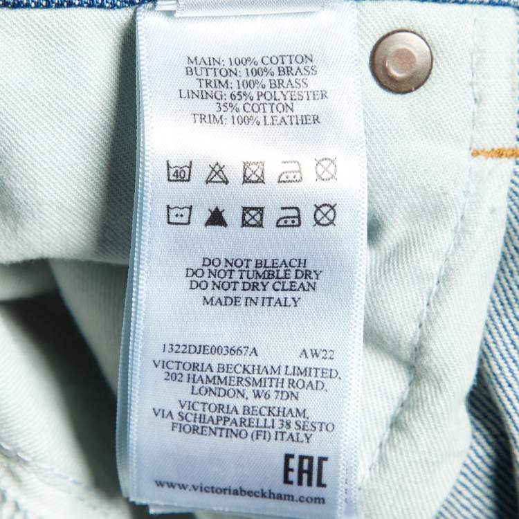 Pre Owned Victoria Beckham Blue Washed Denim Oversized Boyfriend Jeans XL Waist 34"