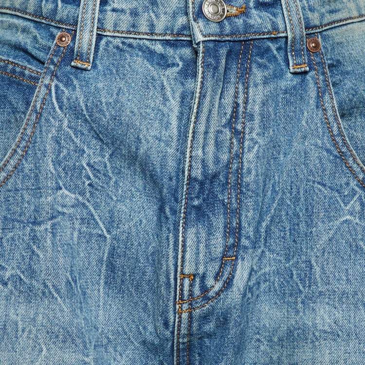 Pre Owned Victoria Beckham Blue Washed Denim Oversized Boyfriend Jeans XL Waist 34"