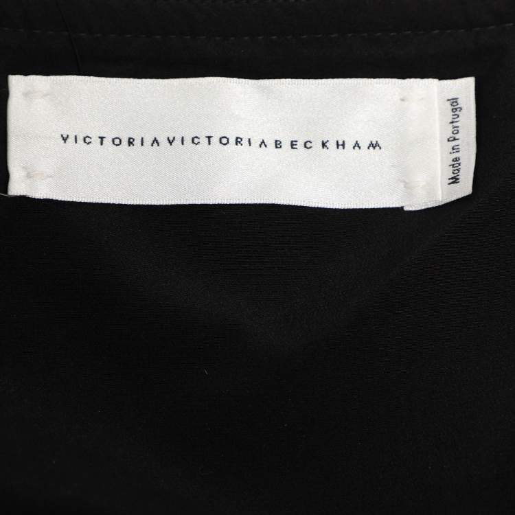Pre Owned Victoria Beckham Black Wool Floral Detail Mini Skirt M