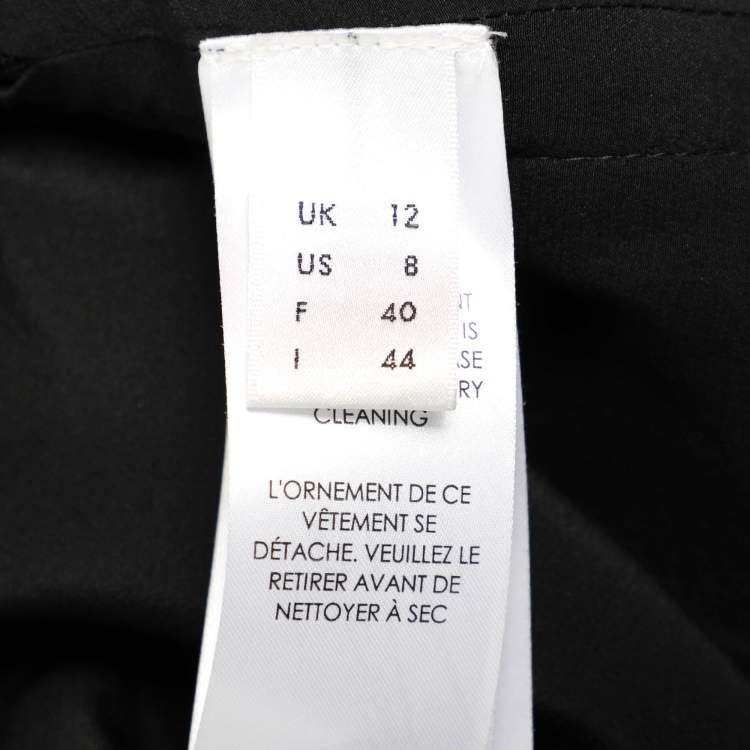 Pre Owned Victoria Beckham Black Wool Floral Detail Mini Skirt M