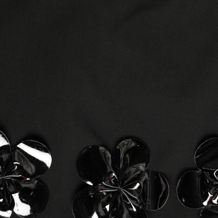 Pre Owned Victoria Beckham Black Wool Floral Detail Mini Skirt M