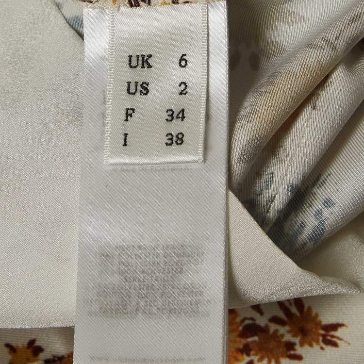 Pre Owned Victoria Victoria Beckham Off-White Floral Print Satin Trousers S