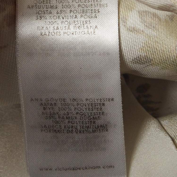 Pre Owned Victoria Victoria Beckham Off-White Floral Print Satin Trousers S