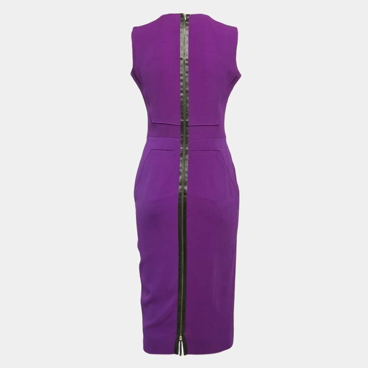 Pre Owned Victoria Beckham Purple Silk Blend Sleeveless Sheath Dress M