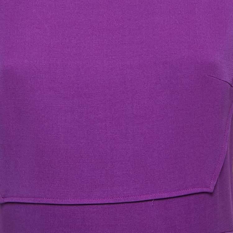 Pre Owned Victoria Beckham Purple Silk Blend Sleeveless Sheath Dress M