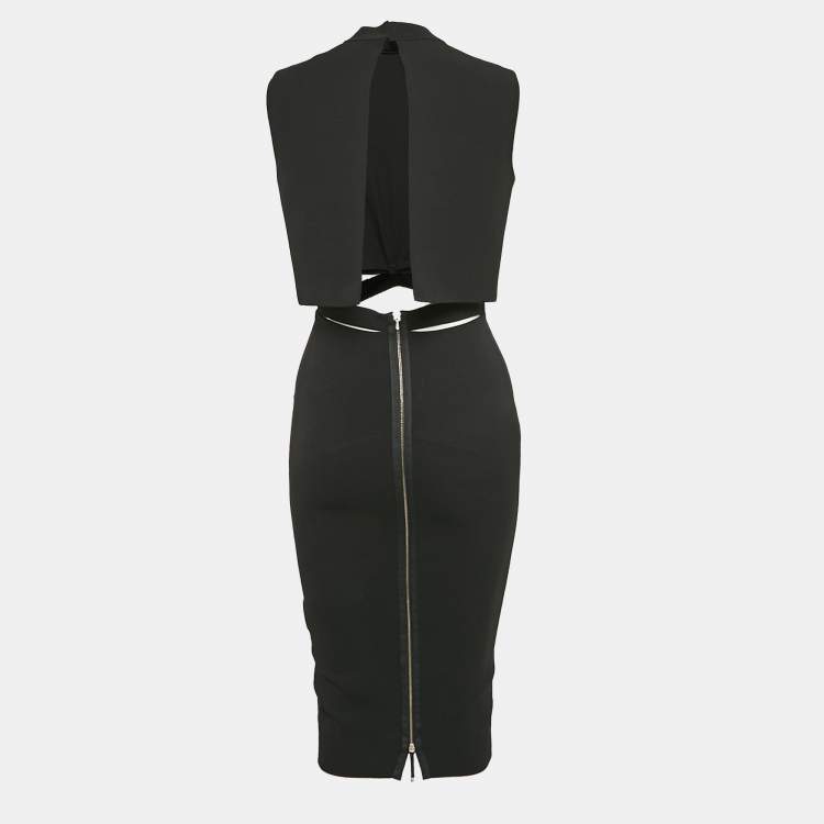 Pre Owned Victoria Beckham Black Crepe Cut-Out Detail Short Dress S 