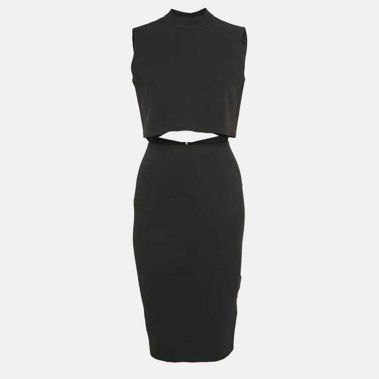 Pre Owned Victoria Beckham Black Crepe Cut-Out Detail Short Dress S 