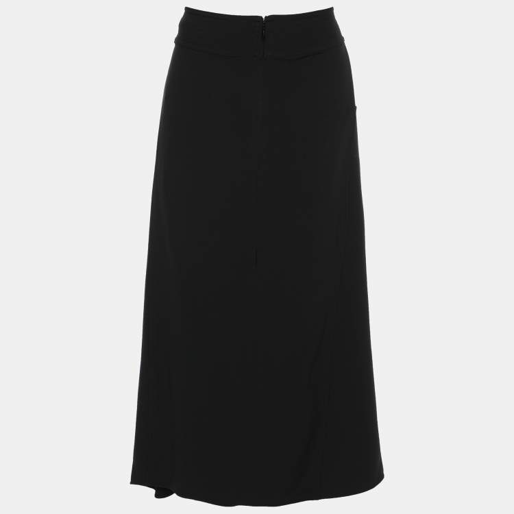 Pre Owned Victoria Beckham Black Crepe Midi Skirt M 