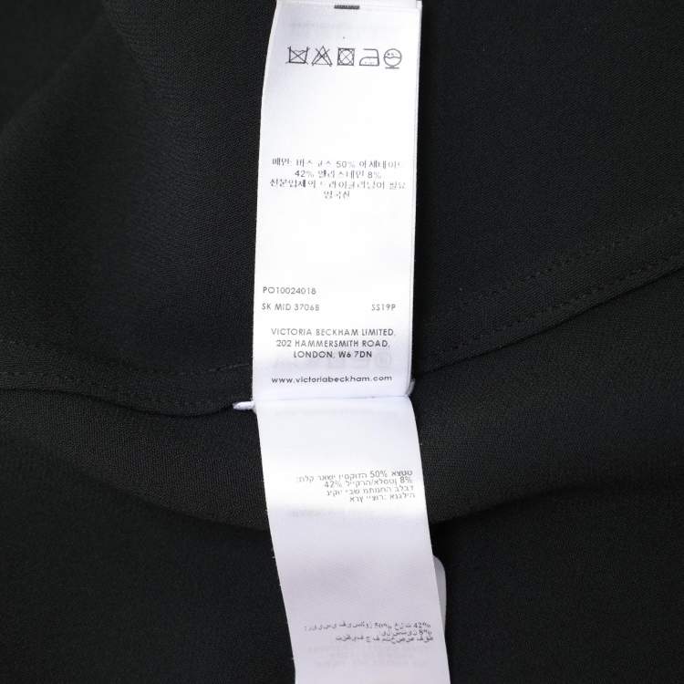 Pre Owned Victoria Beckham Black Crepe Midi Skirt M 