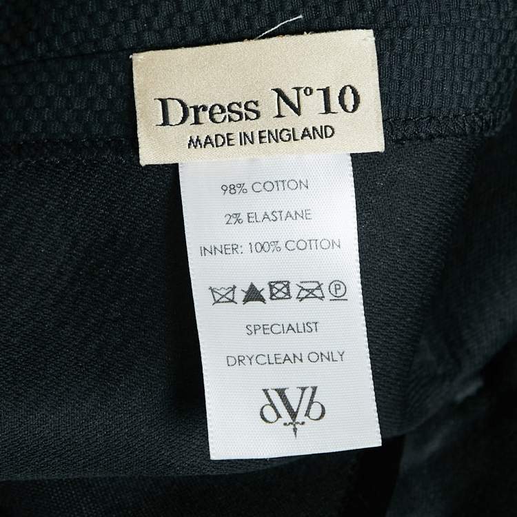 مملوكة مسبقًا Victoria Beckham Black Cotton Canvas Plunging Neck Sheath Dress M