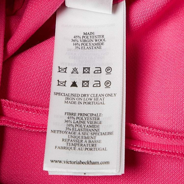 Pre Owned Victoria Beckham Pink Wool Blend Paneled Midi Sheath Dress M