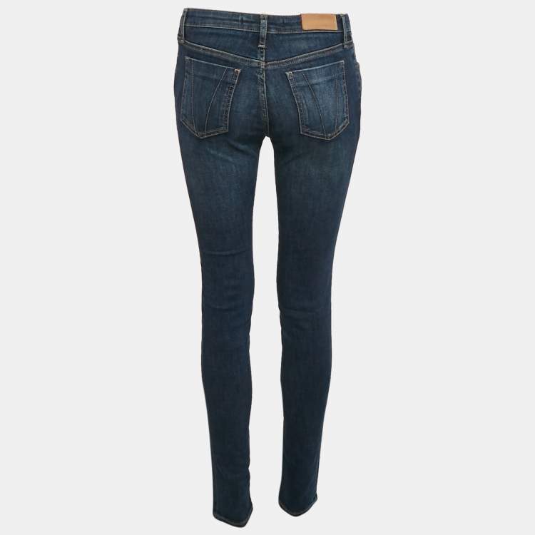 Pre Owned Victoria Beckham Blue Washed Denim Jeans S Waist 26" 