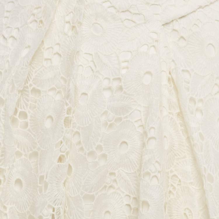 Pre Owned Victoria Beckham White Floral Lace Wrap Maxi Skirt S