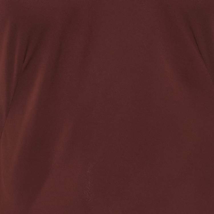 Pre Owned Victoria Beckham Burgundy Crepe High Neck Midi Dress M