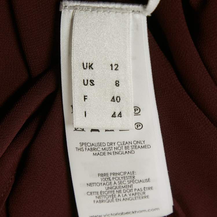 Pre Owned Victoria Beckham Burgundy Crepe High Neck Midi Dress M