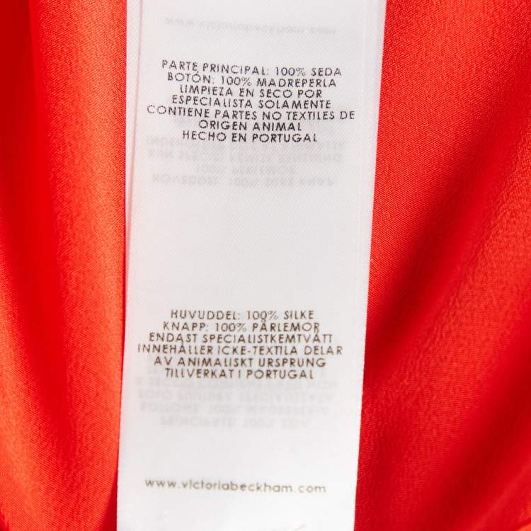 Pre Owned Victoria Beckham Red Silk Drape Style Midi Dress M