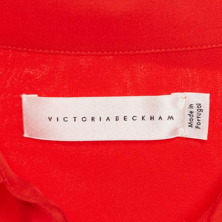 Pre Owned Victoria Beckham Red Silk Drape Style Midi Dress M