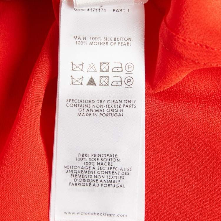 Pre Owned Victoria Beckham Red Silk Drape Style Midi Dress M