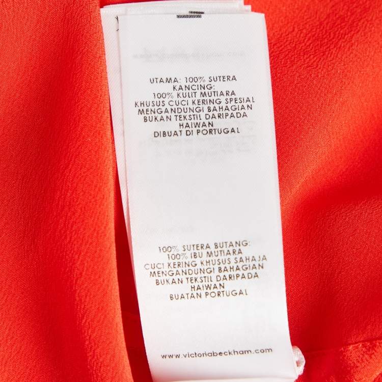 Pre Owned Victoria Beckham Red Silk Drape Style Midi Dress M