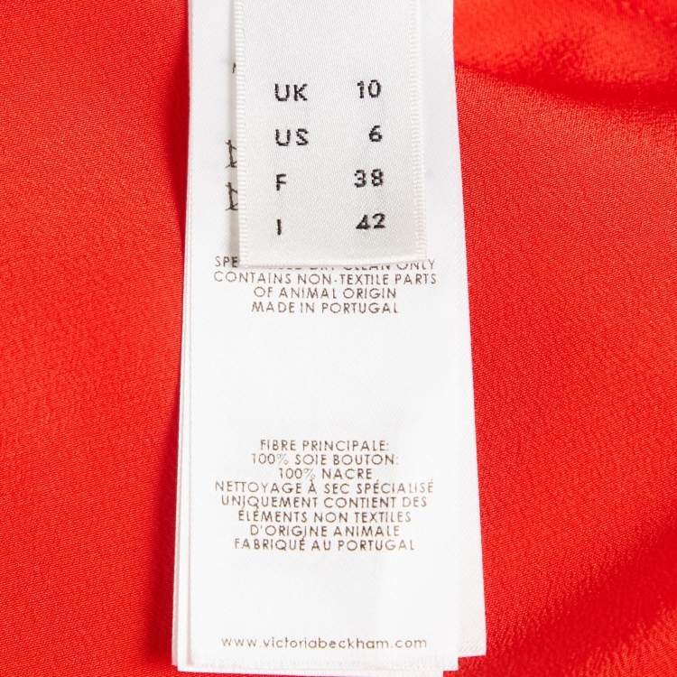 Pre Owned Victoria Beckham Red Silk Drape Style Midi Dress M