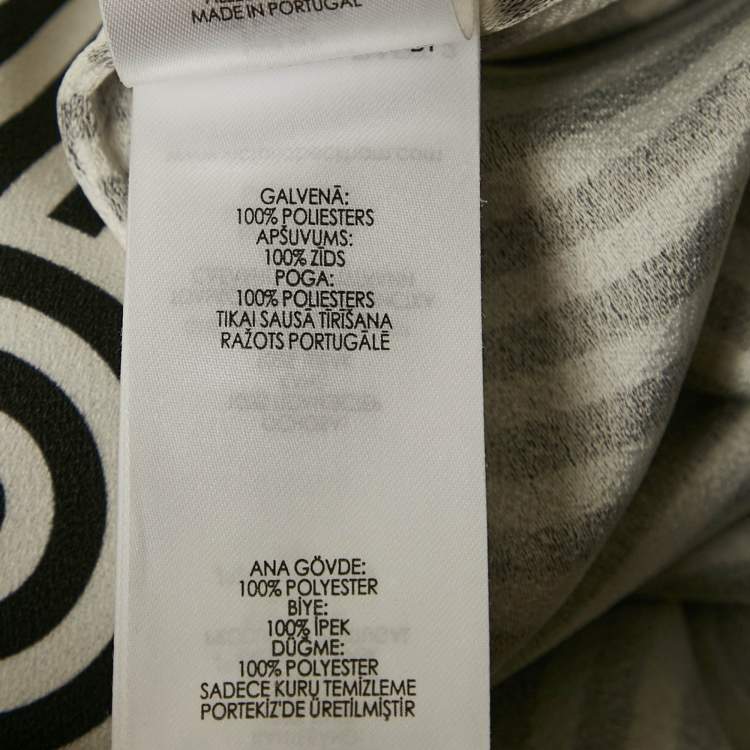 Pre Owned Victoria Beckham Black/White Printed Crepe Top M