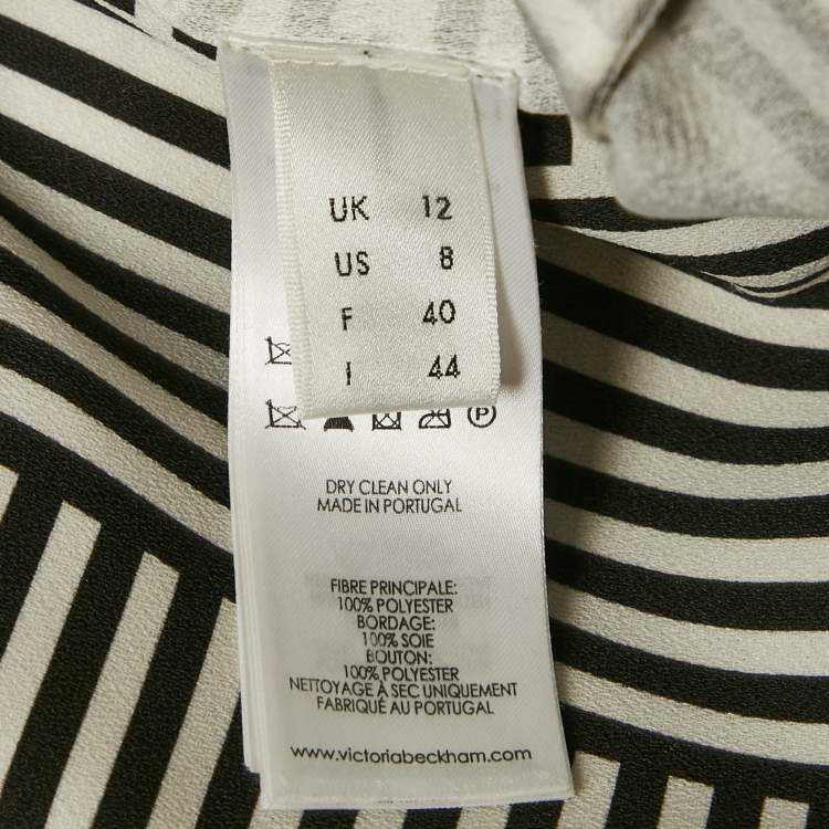Pre Owned Victoria Beckham Black/White Printed Crepe Top M