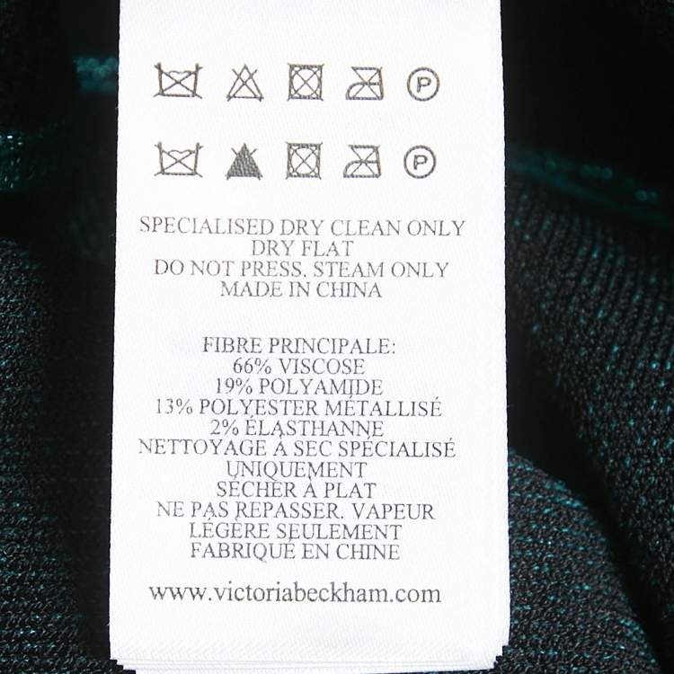 Pre Owned VB Body by Victoria Beckham Green Lurex Knit Flared Midi Dress L
