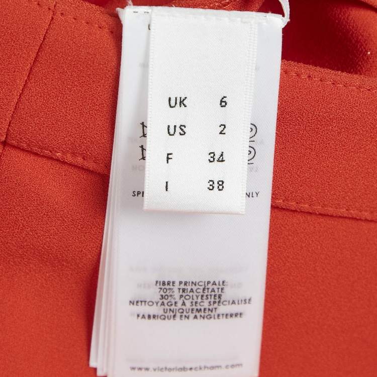 Pre Owned Victoria Beckham Red Crepe Sweetheart Neck Sleeveless Midi Dress S