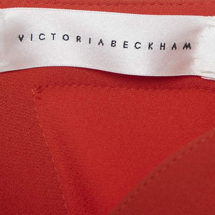 Pre Owned Victoria Beckham Red Crepe Sweetheart Neck Sleeveless Midi Dress S