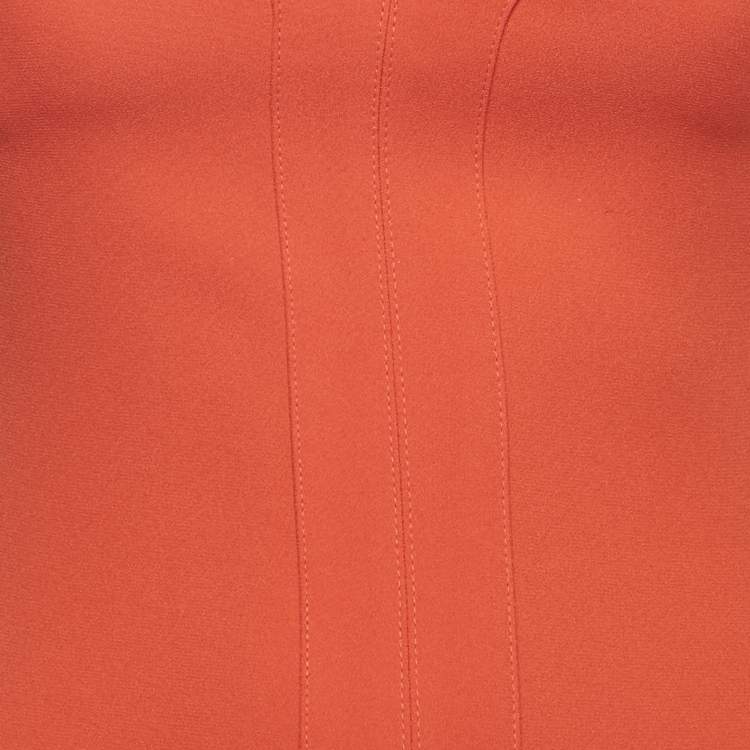 Pre Owned Victoria Beckham Red Crepe Sweetheart Neck Sleeveless Midi Dress S