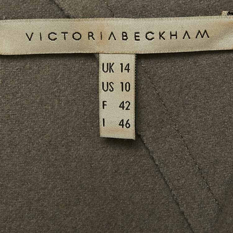 Pre Owned Victoria Beckham Grey Wool Shift Midi Dress L