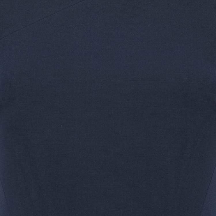 Pre Owned Victoria Beckham Navy Blue Silk Blend Cut-Out Shoulder Sheath Dress S