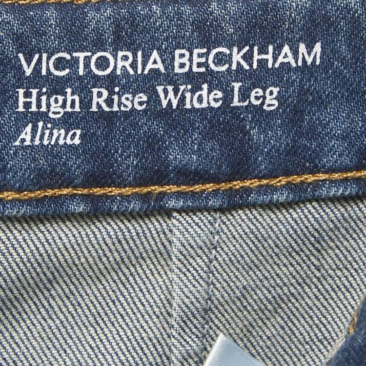Pre Owned Victoria Beckham Black Faded Denim Flared High Rise Jeans S Waist 27"