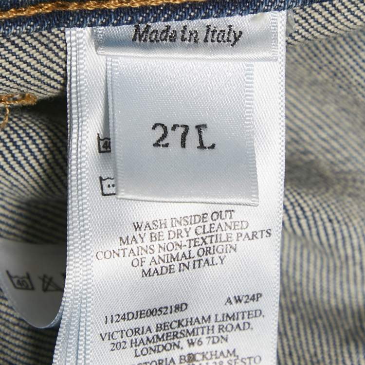 Pre Owned Victoria Beckham Black Faded Denim Flared High Rise Jeans S Waist 27"