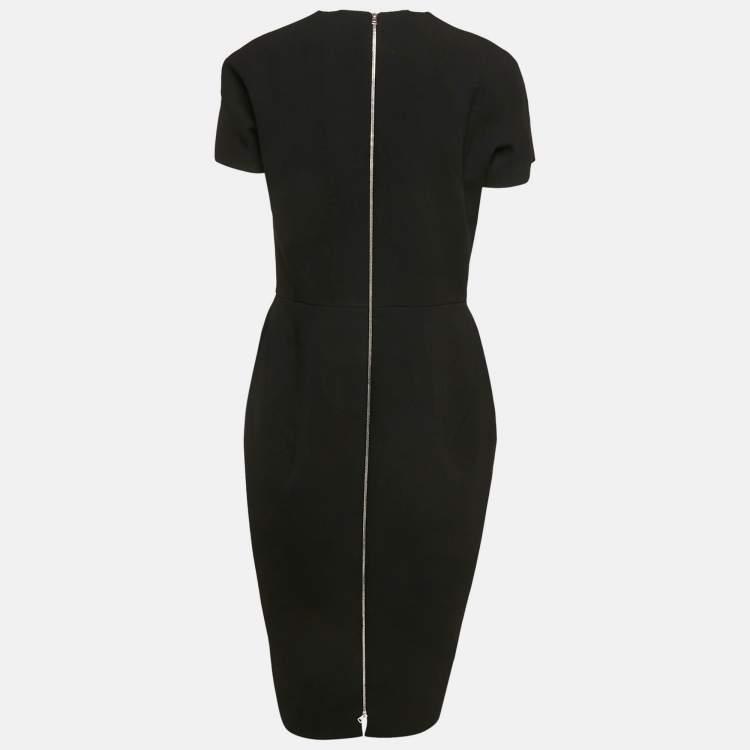 Pre Owned Victoria Beckham Black Crepe Midi Dress L