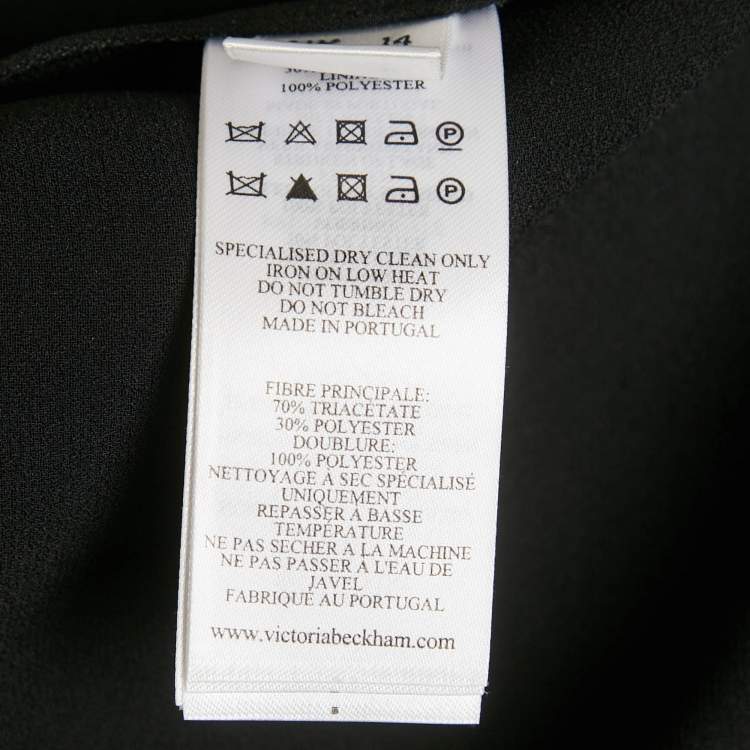 Pre Owned Victoria Beckham Black Crepe Midi Dress L