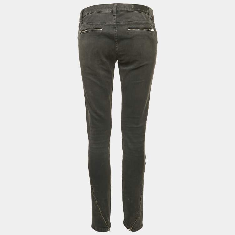 Pre Owned Victoria Beckham Grey Faded Denim Skinny Jeans M Waist 29"