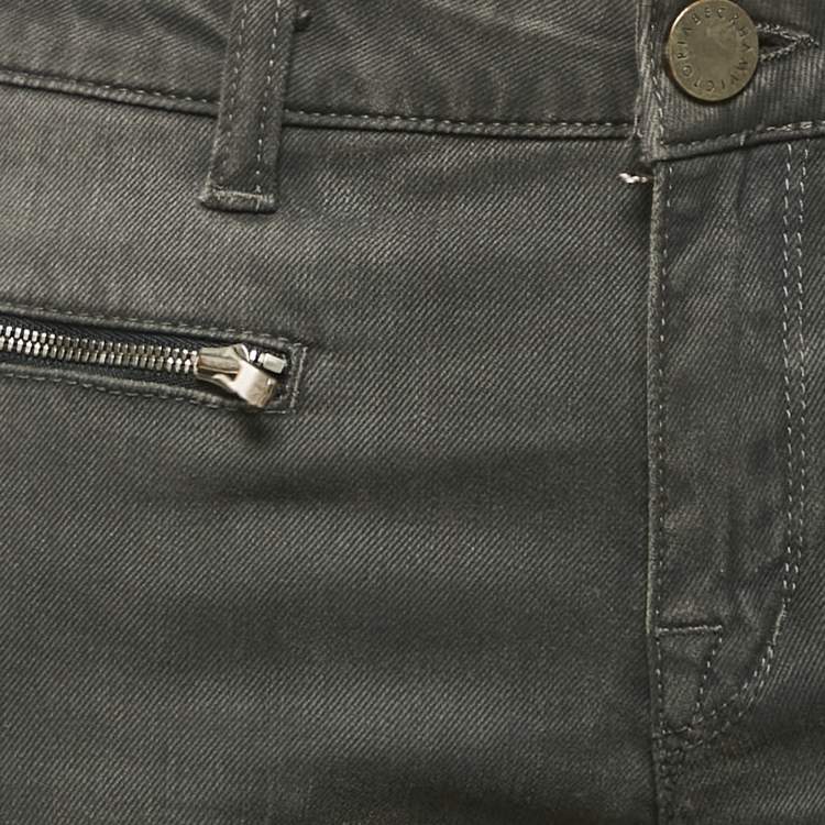 Pre Owned Victoria Beckham Grey Faded Denim Skinny Jeans M Waist 29"