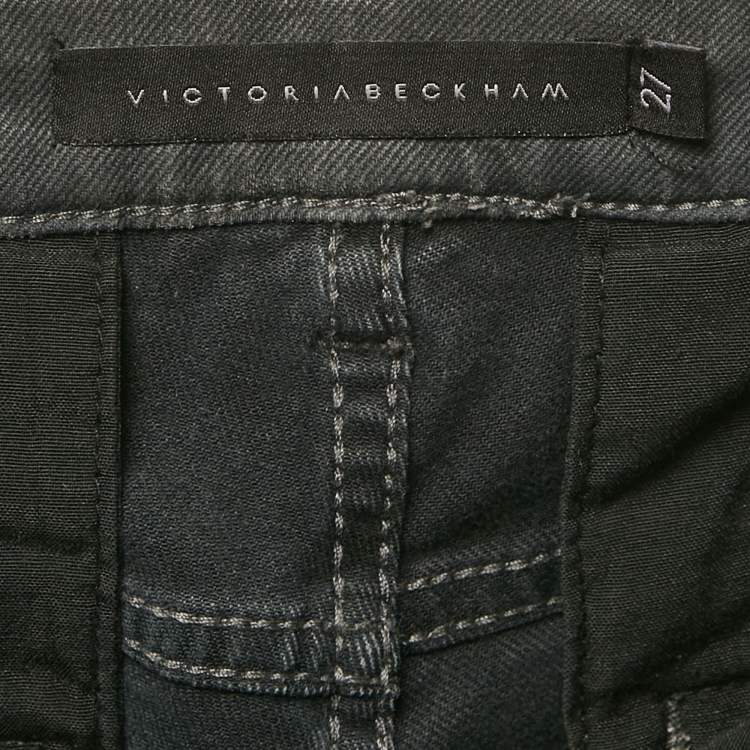Pre Owned Victoria Beckham Grey Faded Denim Skinny Jeans M Waist 29"