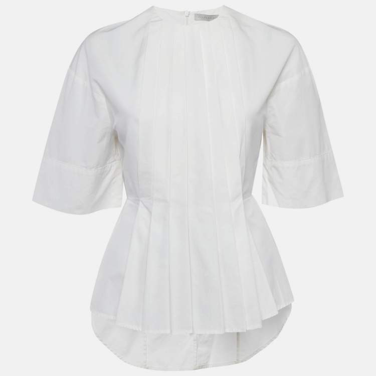 Pre Owned Victoria Beckham White Cotton Pleated Top S