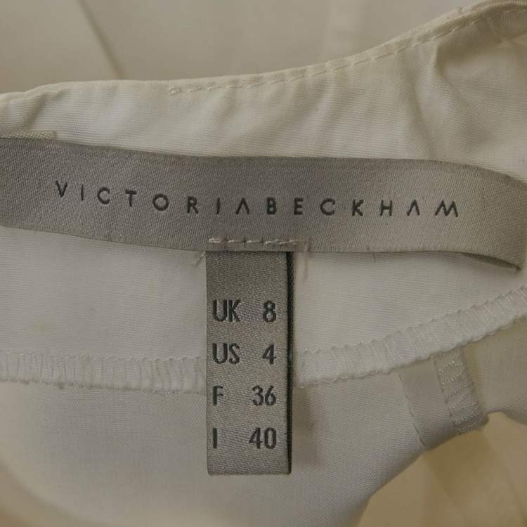 Pre Owned Victoria Beckham White Cotton Pleated Top S