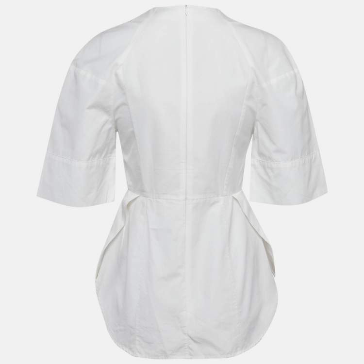 Pre Owned Victoria Beckham White Cotton Pleated Top S