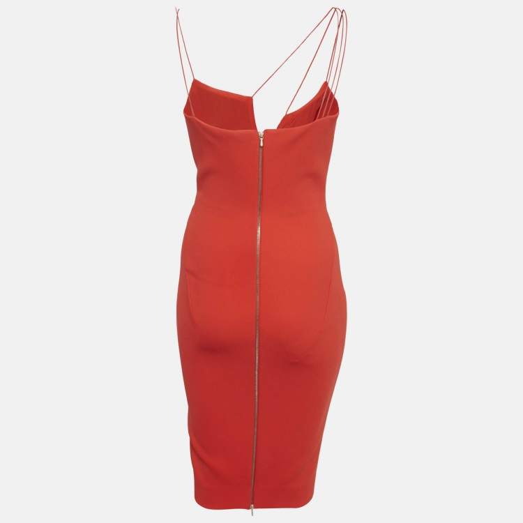 Pre Owned Victoria Beckham Red Crepe Bodycon Dress S