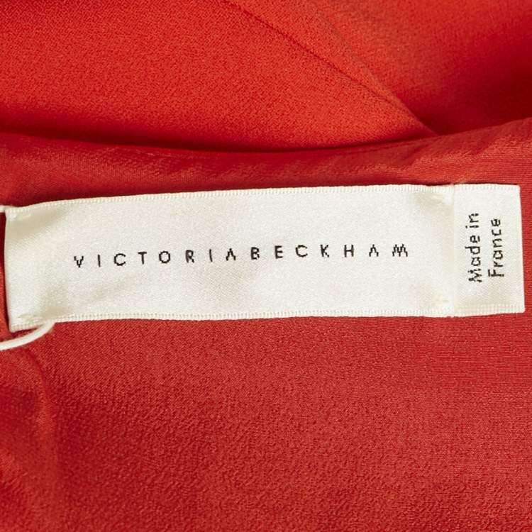 Pre Owned Victoria Beckham Red Crepe Bodycon Dress S