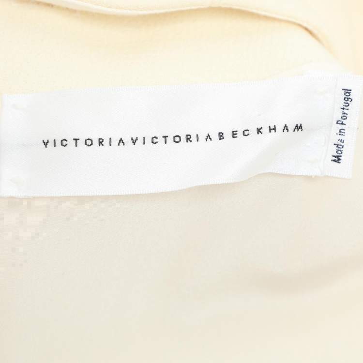 Pre Owned Victoria Beckham Cream/Black Wool Lace Dress S