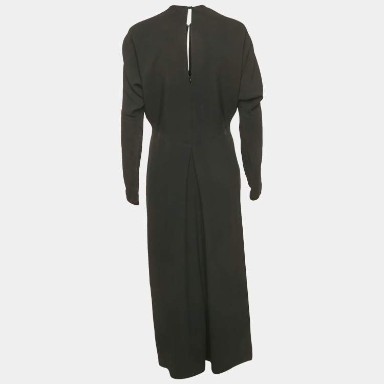 Pre Owned Victoria Beckham Black Crepe Midi Dress M 