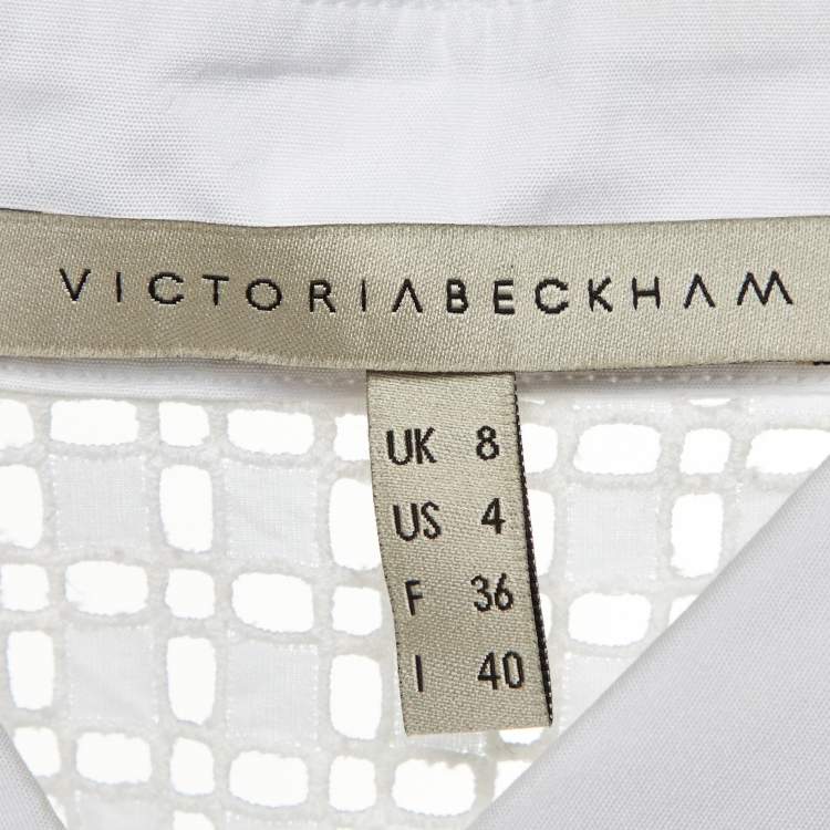 Pre Owned Victoria Beckham White Cotton Lace panel Detail Shirt S