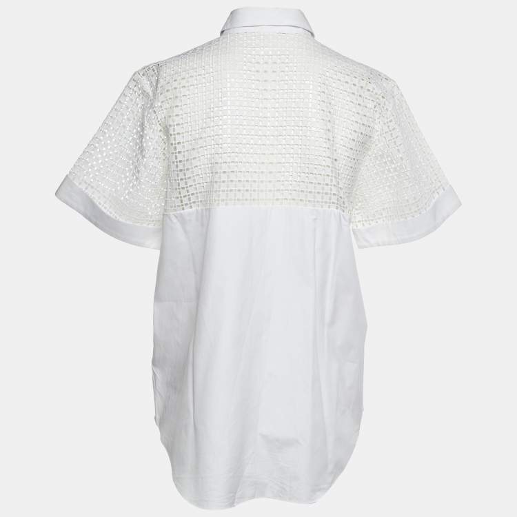 Pre Owned Victoria Beckham White Cotton Lace panel Detail Shirt S