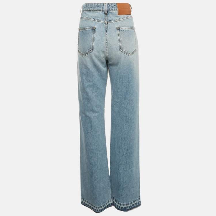 Pre Owned Victoria Beckham Blue High Waisted Denim Straight Leg Julia Jeans L Waist 31"